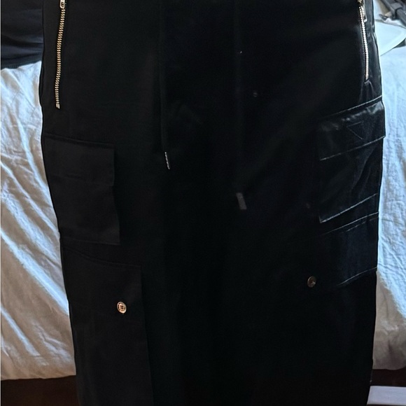 Cynthia Rowley Black Cotton/Silk Cargo Pants Sz: L - Picture 7 of 9